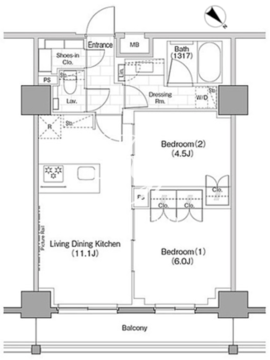 ザ・パークハビオ早稲田 908 間取り図