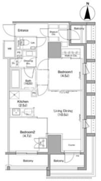 ザ・パークハビオ麻布十番 201 間取り図