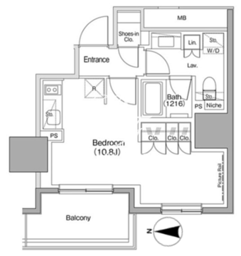 ザ・パークハビオ麻布十番 1201 間取り図