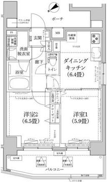 ティモーネ上野の森ノルド 502 間取り図