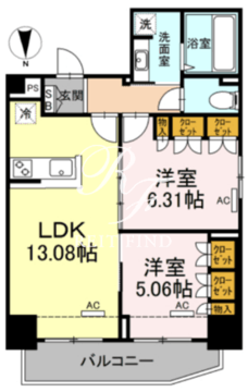 ホウエイコート秋葉原 1303 間取り図