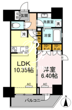 ホウエイコート秋葉原 1401 間取り図