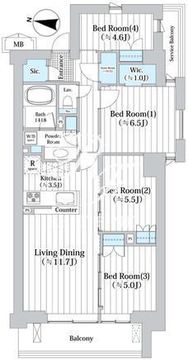 アビティグランデ砧 C-401 間取り図