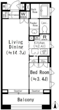 住吉コートク E-1403 間取り図