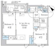 クロスレジデンス日本橋浜町 604 間取り図