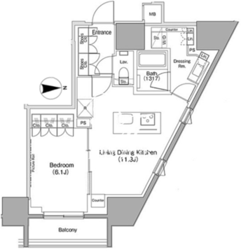 ザ・パークハビオ麻布十番 310 間取り図