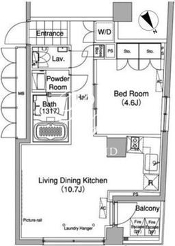 ライズ六本木永坂 206 間取り図