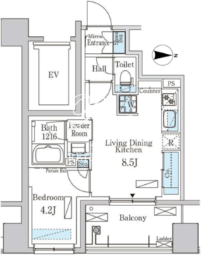 パークアクシス神楽坂・早稲田通り 1302 間取り図