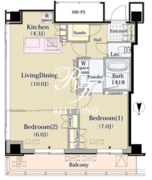 メルクマール京王笹塚レジデンス 1703 間取り図