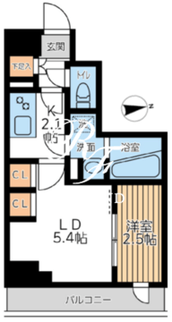 アジールコート西馬込2 504 間取り図