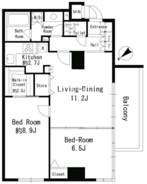 パークルージュ赤坂檜町 1301 間取り図