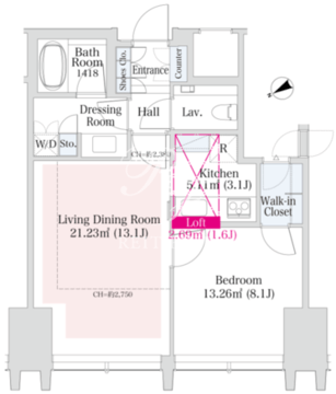 ラ・トゥール新宿グランド 3405 間取り図