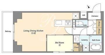 オーキッドレジデンス上野稲荷町 401 間取り図