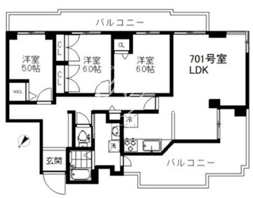 リエール若松町 701 間取り図