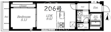 ボヌールアラマンダ 206 間取り図