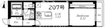 ボヌールアラマンダ 207 間取り図