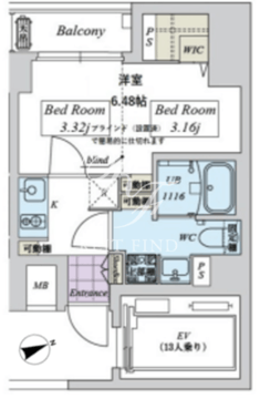 クリアル日本橋浜町 202 間取り図