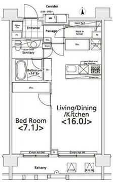  プライマル新宿若松町 1304 間取り図