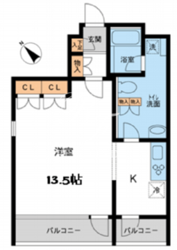 フレッグ赤坂 502 間取り図