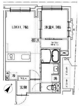 レジデンスジャヴァ飯田橋 1E 間取り図