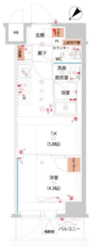 ハーモニーレジデンス東京サウス大塚 402 間取り図