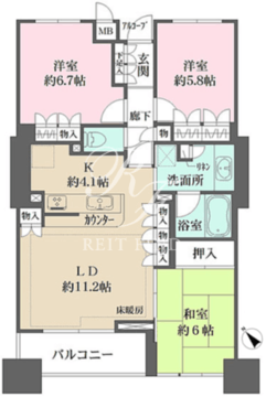 東京アインスリバーサイドタワー 1906 間取り図