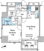 レジディアタワー目黒不動前 1702 間取り図