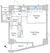 ＭＦＰＲ目黒タワー 1607 間取り図