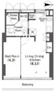 フロンティアレジデンスザタワー品川 1303 間取り図