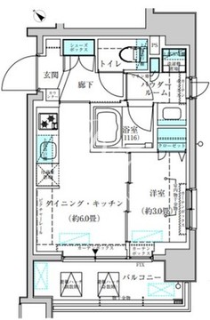 ヴィークブライト月島 206 間取り図