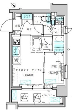 ヴィークブライト月島 606 間取り図