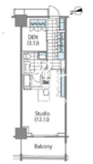 コンフォリア新宿イーストサイドタワー 1803 間取り図