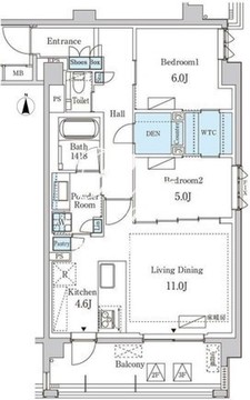 グランドゥールプレミアム代々木大山 206 間取り図