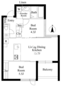 グランパセオ西麻布 405 間取り図