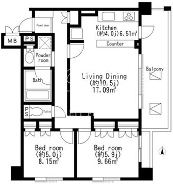 レジディア世田谷弦巻 402 間取り図