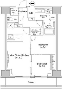 ザ・パークハビオ入谷 1203 間取り図