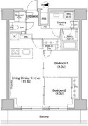 ザ・パークハビオ入谷 1303 間取り図